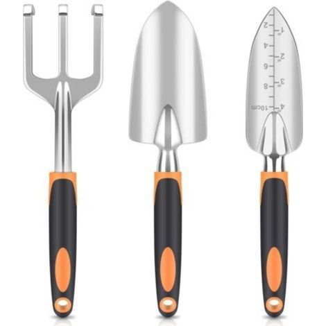 Gartengeräte, Gartenschaufel, Gartenschere, Multifunktionales tragbares Gartengerät, 3-teiliges Set, Orange-Crezuo