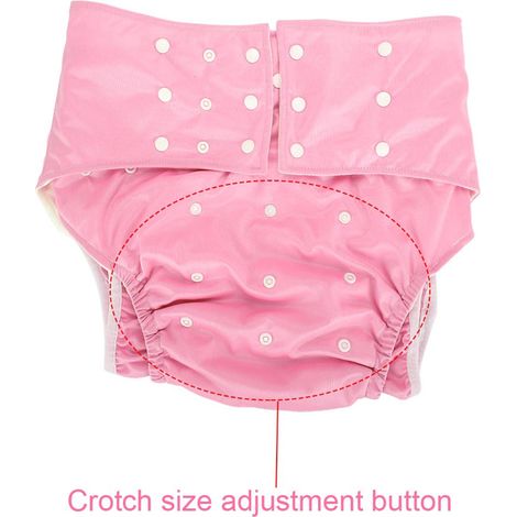Couche lavable pour adulte avec poche, ajustable et réutilisable, rose. (1/5)