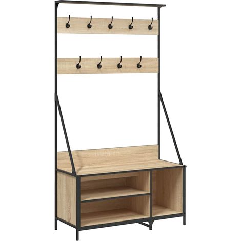 Maison Exclusive - Perchero con zapatero roble Sonoma 100x41x184