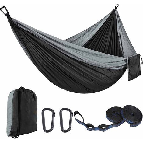 Tragbare Hängematte – 280 cm x 140 cm – Für Camping drinnen und draußen – Mit Baumgurten und Karabinern – 1 Stück (1/5)
