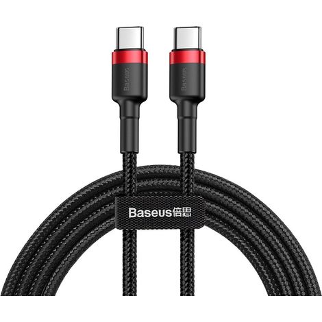 Cable USB-C a USB-C PD Baseus Cafule PD 2.0 QC 3.0 de 60 W y 1 m (negro-rojo) (1/5)