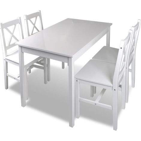 Juego de muebles de comedor 5 piezas blanco vidaXL
