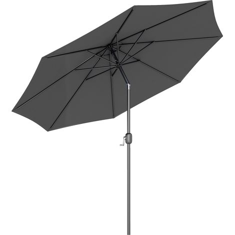 Neigbarer Gartenschirm 3 x 2,5 m, mit Kurbel, aus dunkelgrauem Metall und Polyester, Sonnenschirm