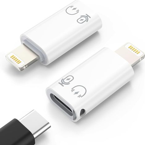 Adaptateur USB C vers Lightning, Adaptateur Lightning Mâle vers USB C Femelle pour iPhone 14/13/12/11 Pro Max/iPad/iPod/AirPods, Casques et OTG, Blanc 1 pièce (1/5)