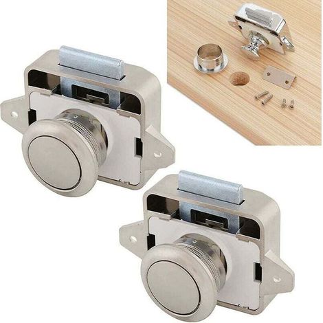 Loquet et targette 2 pièces meubles serrure de porte fermoir bouton poussoir loquet placard armoire bouton de porte loquet bouton poussoir pour portes et placards tiroirs portes et serrures avec (1/4)