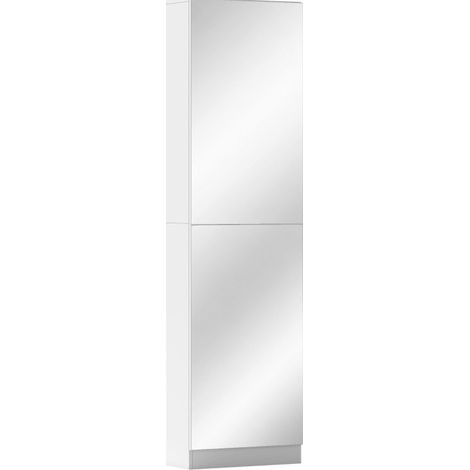 Zapatero con espejo, 5 niveles, 50 x 20 x 180 cm, blanco (1/5)