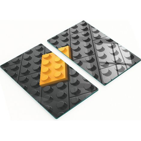 Tablas de servir de cristal para cocina con gr谩ficos de ladrillos Lego, 2 x 30 x 52 cm.