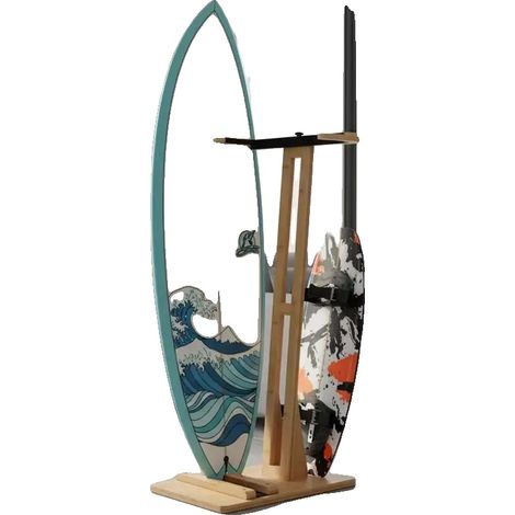 Soporte para tabla de surf, diseño independiente, altura ajustable, color beige. (1/2)