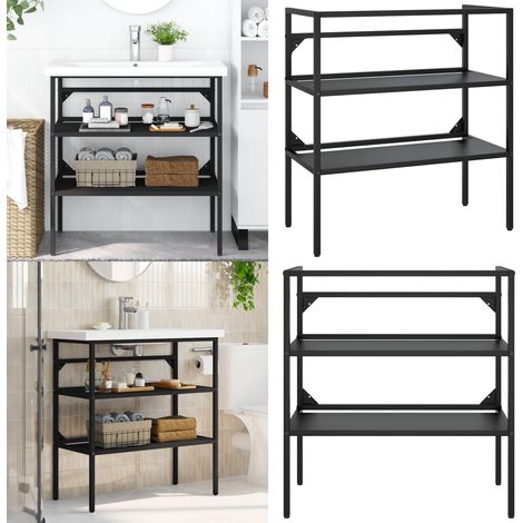 Estructura de lavabo de hierro negro 79x38x83 cm - Muebles de baño - Almacenamiento de baño