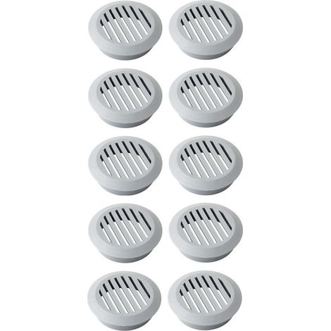 10er-Pack runde Kunststoff-Lüftungsgitter, 49 mm – Einbau – Effiziente Belüftung für Decken und Wände – Grau (1/2)