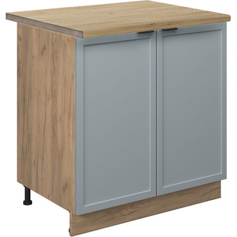 Meuble bas de cuisine Fame-Line, Bleu clair-gris, 80cm avec étagère, PT Chêne, Vicco (1/5)