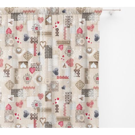 TENDA SHABBY rosso cm.150X280 Tirolese confezionata MADE in ITALY (1/5)