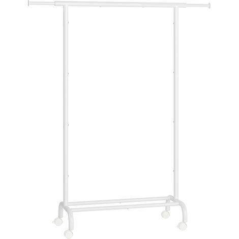 SONGMICS Porte-Manteau à Roulettes, Portant à Vêtements Extensible en Métal, avec Étagère de Rangement Surélevée, 40 x (83-120) x 156 cm, Capacité Totale 45 kg, Blanc Nuage (1/5)