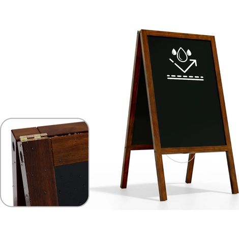 Chevalet Stop Trottoir Etanche avec Cadre en Bois Laqué 118x61cm