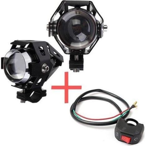 2x125W 3000LM LED CREE U5 Moto phare antibrouillard + Commutateur Universel