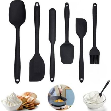 6 Pièces kit Ustensiles de Cuisine en silicone,Spatule Silicone Cuisine,Grande Spatule Pâtisserie sans Soudure,Résistant à la Chaleur de Anti-adhé,Ne Raye Pas Les Casseroles,pour Pâtisserie et Cuisine (1/4)