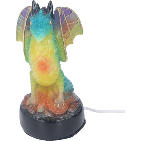 Colorful Resin Dragon-Shaped Table Lamp – Vintage Design with Warm LED Lighting, 16 cm (1/5)