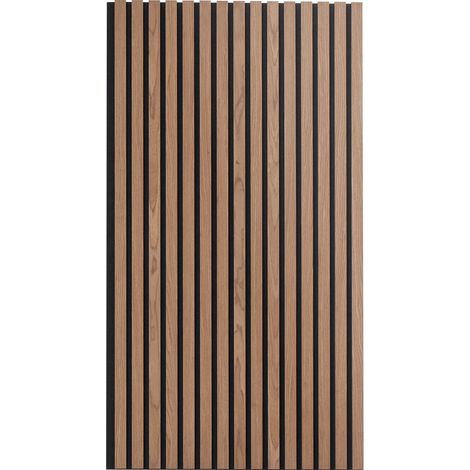 Panneaux acoustiques lames bois 60 x 120 cm, panneaux muraux MDF moderne imitation bois décoration, noyer, usage polyvalent (1/5)
