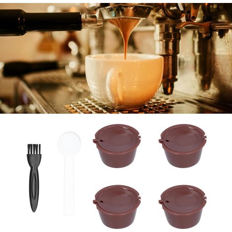 Nachfüllbare Kaffeekapsel, wiederverwendbarer Kaffeefilter für die Dolce Gusto Maschine mit Löffel, gebürstete braune Farbe (1/5)