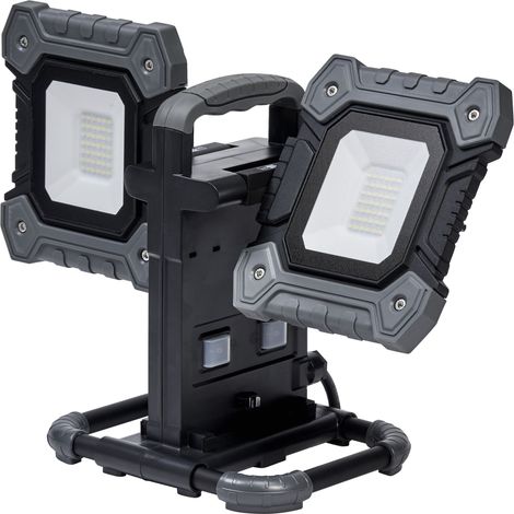 OSRAM Projecteur de travail LED VAL FLEX, gris foncé/noir, 2x30W, 6450lm, blanc froid, avec têtes orientables à 270° verticalement et à 180° horizontalement, avec câble, IP54, 6500K. (1/4)