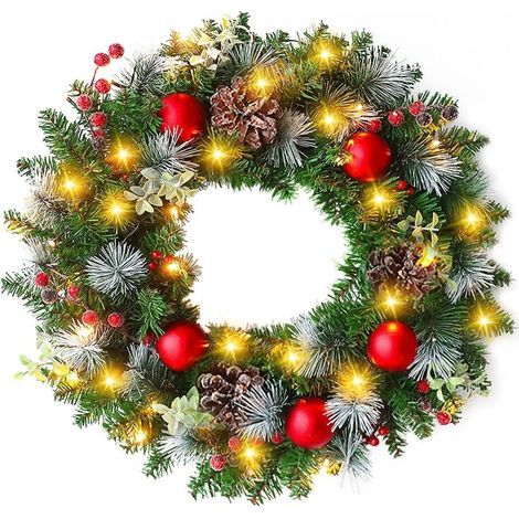 Weihnachtskranz für die Tür, 30 cm, Weihnachtskranz, Weihnachtsdekoration, hängender künstlicher Blumenkranz, Weihnachtsbaumgirlande, Türgirlande (1/5)