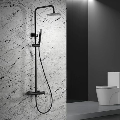 Imex - Columna Ducha Monomando con Grifo Negro Serie Line (1/5)