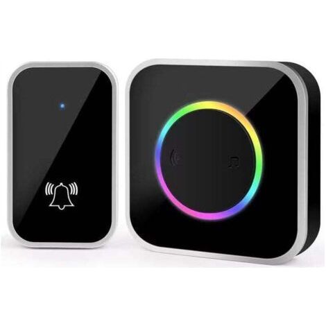 Wireless Doorbell, IP44 Waterproof Outdoor Chime 200-300 Meters, 45 Melodies and 4 Volume Levels, Chime Kit with Plug-in Receiver, Colorful LED Light, Suitable for Home, Office (1/3)