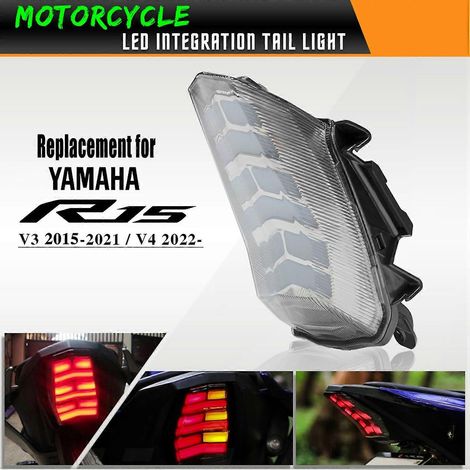 Feux arrière moto avec clignotants LED remplacement pour YAMAHA YZF-R15 V3.0 2015-2021 et YZF-R15 V4, éclairage puissant et durable. (1/4)