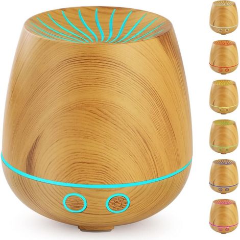 ZOLGINAHD iffuseurs d'huiles essentielles 120ML, Mini USB Diffuseur d'aromathérapie Humidificateur d'arôme à ultrasons Brume sans Eau Arrêt Automatique 7 Couleurs LED Humidificateur Brun (1/5)