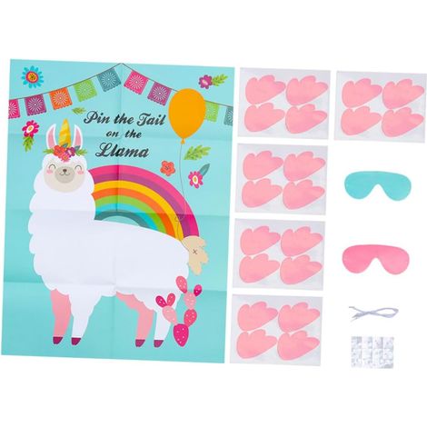 2ensembles Jeu Alpaga Affiche Autocollants Jeu Colle La Queue pour Garçon Fille Décorations Fêtes Anniversaire Cache-œil (1/5)