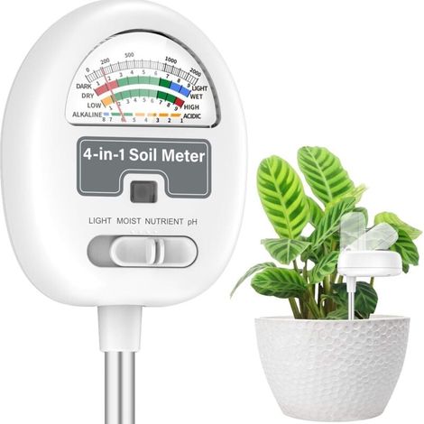 Soil Moisture Meter, 4 in 1 Soil PH Tester, Soil Moisture/Light/Nutrient/PH Meter for Gardening, Lawn and Farming MUMU (1/4)