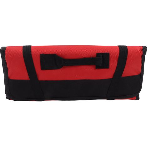Trousse à outils roulante multifonction, toile Oxford épaisse, résistante à l'usure et imperméable, pochette enroulable rouge, portable et pratique. (1/5)