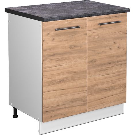 Spülenunterschrank Fame-Line, Goldkraft Eiche, 80 cm , AP Anthrazit, Vicco