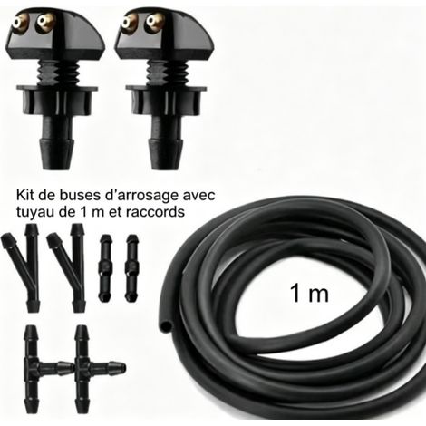Buse de lave glace automobile réglable kit complet 2 buses 6 raccords 1 m tuyau accessoire pour voiture (1/5)