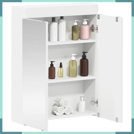 Armoire miroir de salle de bain - TULUM - Blanc - 3 étagères - 2 portes (1/5)