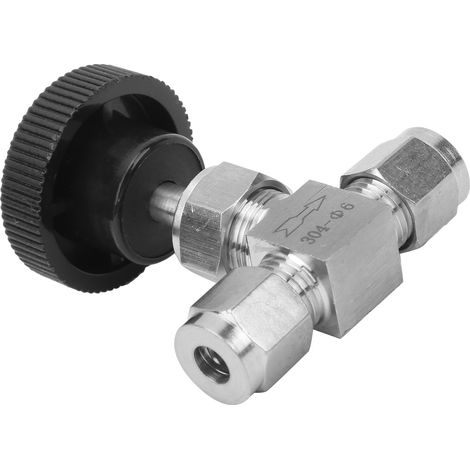 Vanne à Aiguille 2 Voies Haute Pression en Acier Inoxydable 304 pour Contrôle de Débit Eau Gaz Huile Liquide Ф6 (1/5)