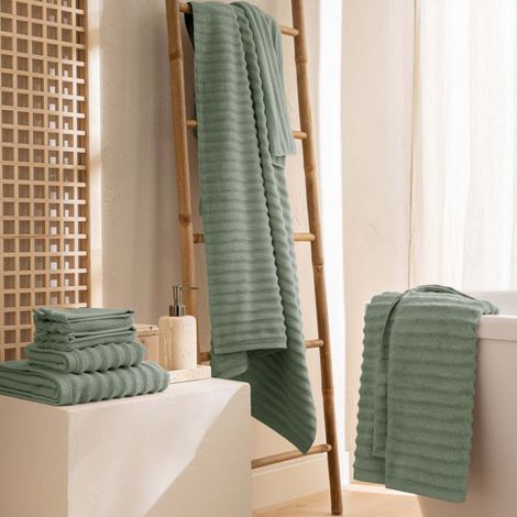 Drap de Bain 90 x 150 cm – 500 g/m² – Tissage rayé - 90x150cm - Sauge