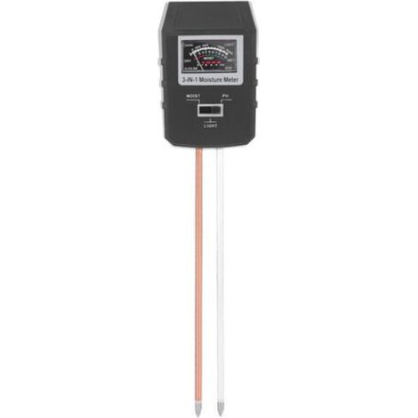 3-in-1-Bodenanalysegerät mit großem Display – Misst pH-Wert, Feuchtigkeit und Licht – Schwarz (1/2)