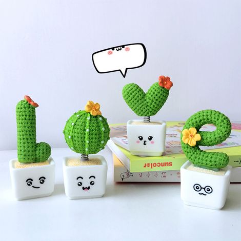 Ornement Cactus Mini LOVE en Résine, Finition Fine et Exquise, Ensemble Décoration Voiture Amour (1/5)