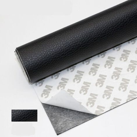 Lederkleberolle 50 x 120 cm, PU-Lederaufkleber, Lederflicken-Reparatur für Sofa, Autositz, Handtasche, Lederjacke (schwarz) (1/4)