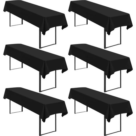6er-Pack Tischdecke Bierzeltgarnitur 100x250cm Schwarz Wasserdicht Polyester