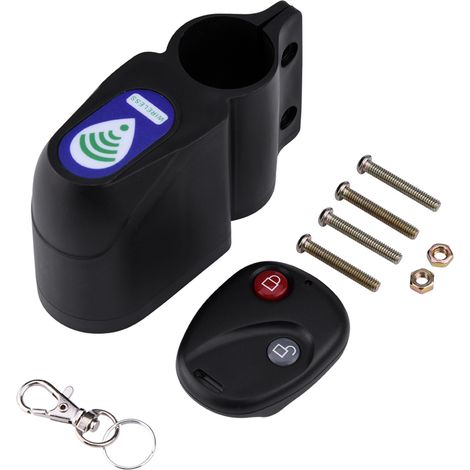 Sicherheits-Diebstahlalarmanlage mit drahtloser Fernbedienung aus schwarzem ABS und Vibrationsalarm. (1/5)