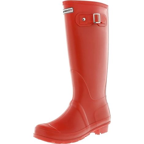 Bottes de pluie hautes femme, imperméables, PVC, semelle antidérapante, bottes jardin légères, mollet réglable boucle, pointure 6M, rouge mat (1/5)