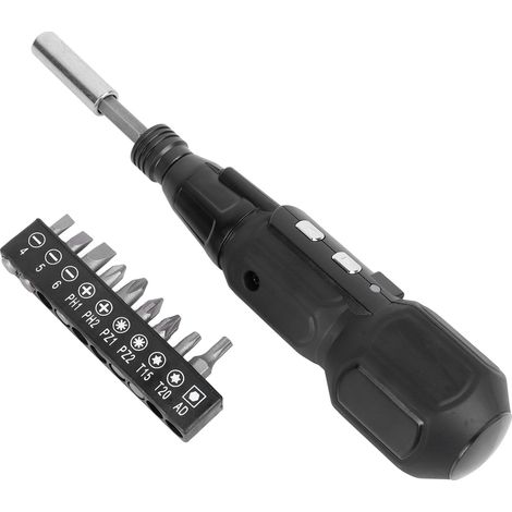 Tournevis électrique sans fil avec LED, acier allié, 900mAh, charge USB, manuel électrique 2 en 1, set de tournevis noir (1/5)
