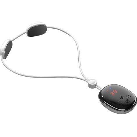 Collier Massageur Électrique à Impulsions, 5 Modes 15 Intensités, Soulage Tensions et Fatigue, Dispositif de Relaxation Cervicale, Noir et Blanc (1/5)