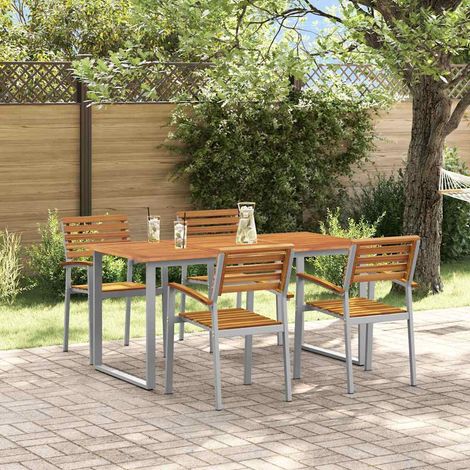 Conjunto de Comedor de Jardín 5 pcs Gris y marrón vidaXL (1/5)