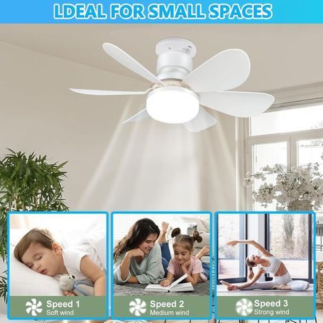 Odipie – Ventilateur de plafond silencieux 40W – 6 pales – 3 vitesses – Douille E27 – Diamètre 52cm pour salon et chambre (1/4)