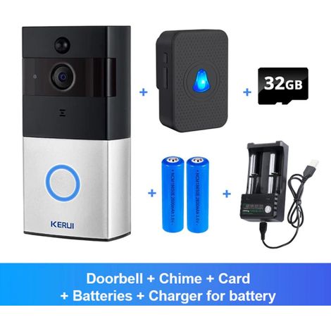 Sonnette connectée KERUI 1080P Tuya avec interphone et vidéo sans fil