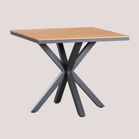Tavolo da giardino quadrato 90x90 cm in legno di eucalipto e alluminio Archer SKLUM