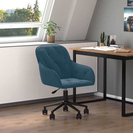 vidaXL Chaise pivotante de bureau Bleu Velours (1/5)